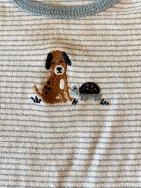 Striped Pet Embroidered Dog Onesie - Blue & Brown